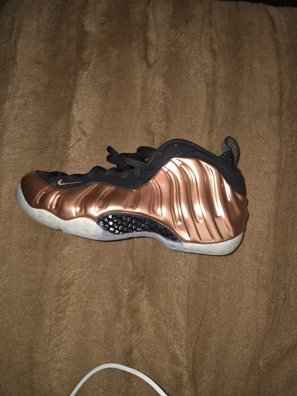 Nike Kids Metallic Copper Foamposite-Style Sneakers with Black Trim